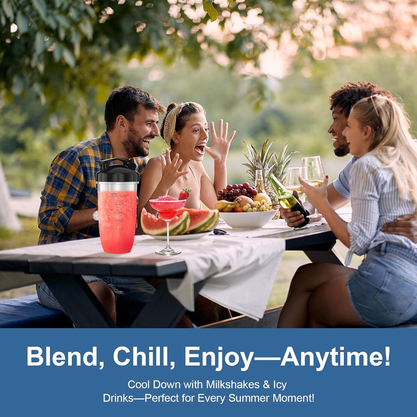 12-Piece Smoothie Blender Maker 25,000 RPM Personal Blender for Ice Crushing Smoothies & Frozen Drinks Nuts with 23oz, 32oz, 37oz Portable Cups Two 6-Leaf Stainless Steel Blades, Silver