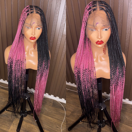 Cross braids dark pink