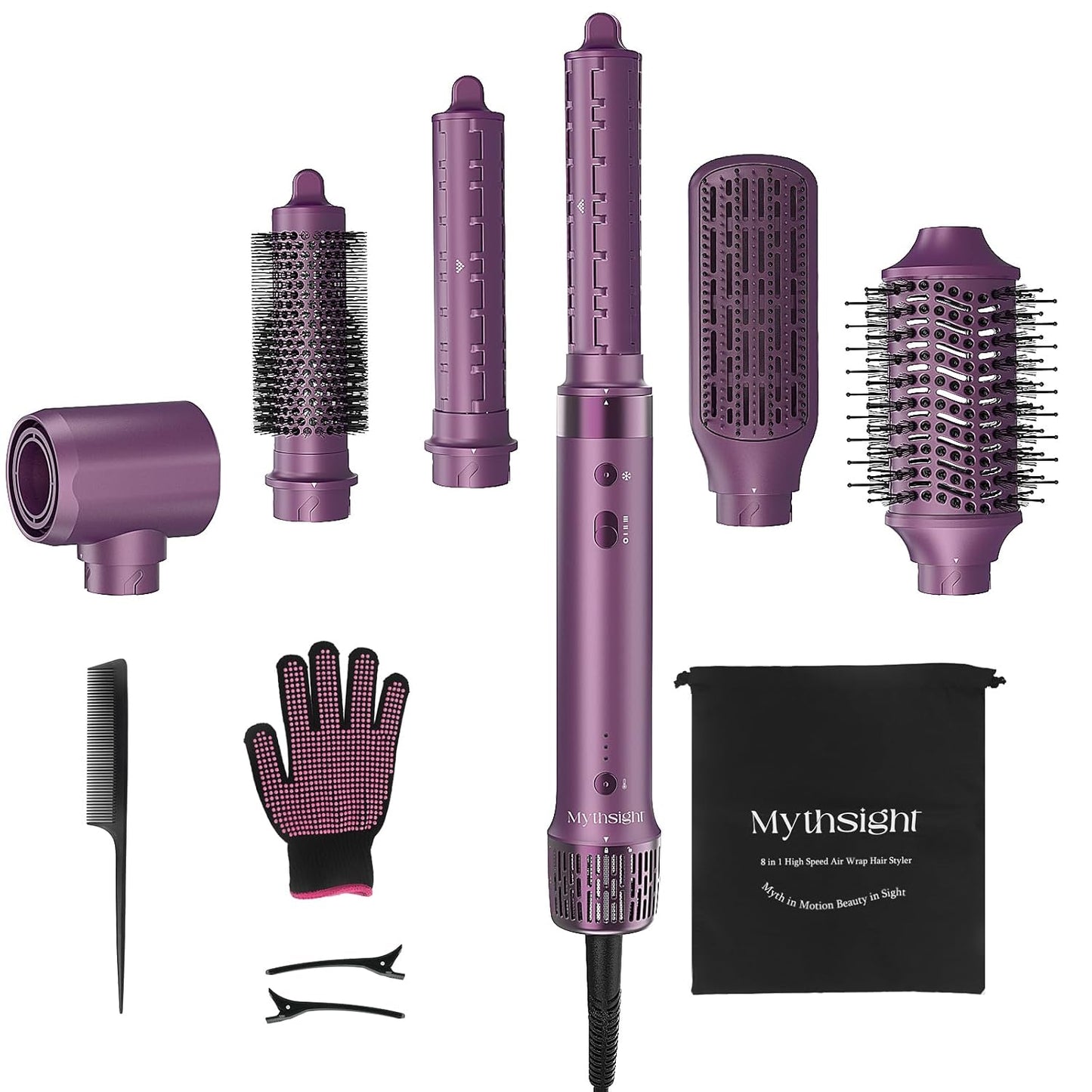 StyleVibe 6-in-1 Air Styler, Hair Dryer & Blow Dryer Brush with Auto Wrap Curl L/R, Fast Drying, Smooth Blowouts, Root-Lift Volume, No Heat Damage Frizz-Free Thermal Brush with Travel Bag