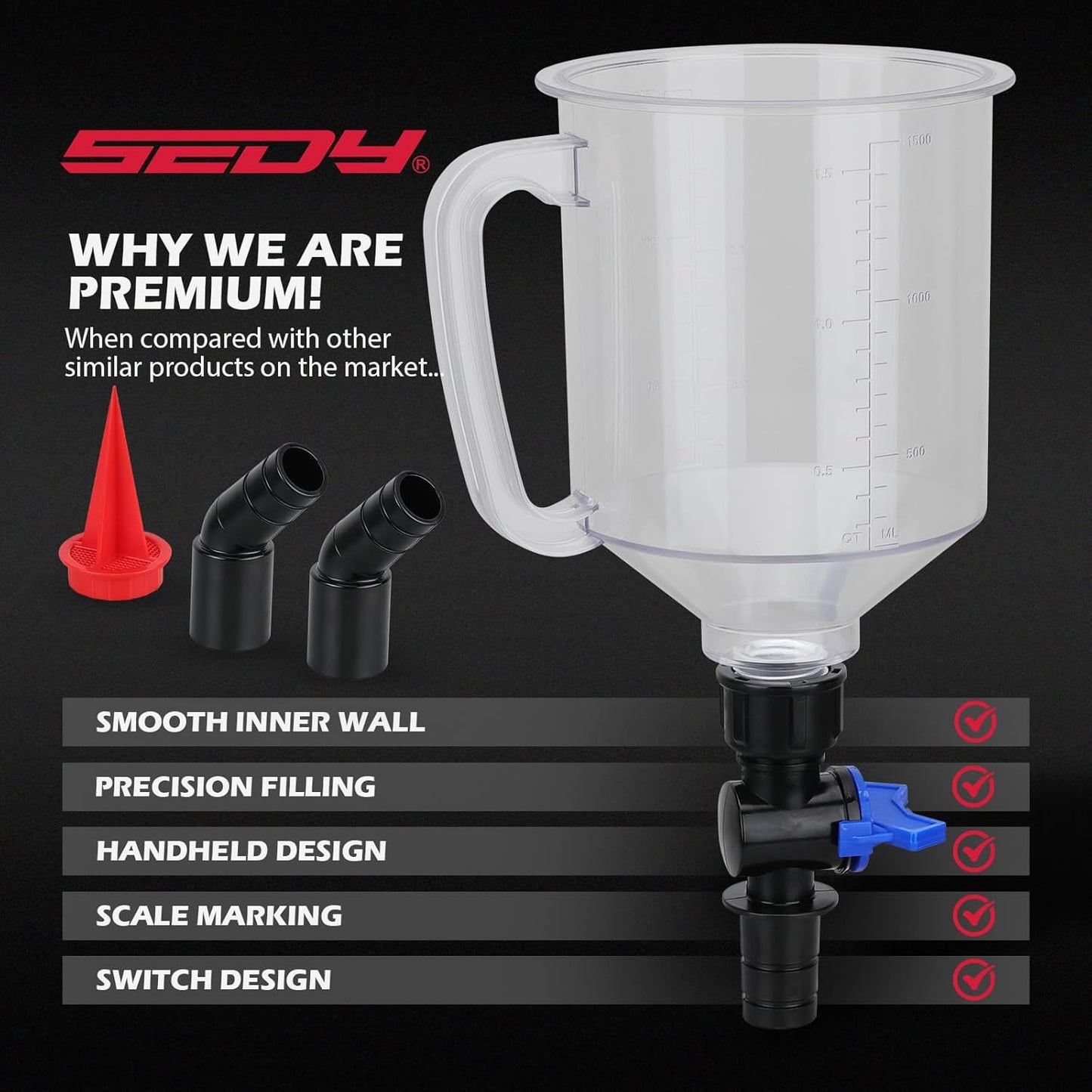 18-Piece Engine Oil Funnel Set, 1.59QT/1.5L Automotive Oil Funnel Kit with 12 Adapters, Elbow Fitting, Arrow Screen and Magnetic Storage Hooks Tray, Compatible with GM, Ford, BMW, Audi, Land Rover Etc