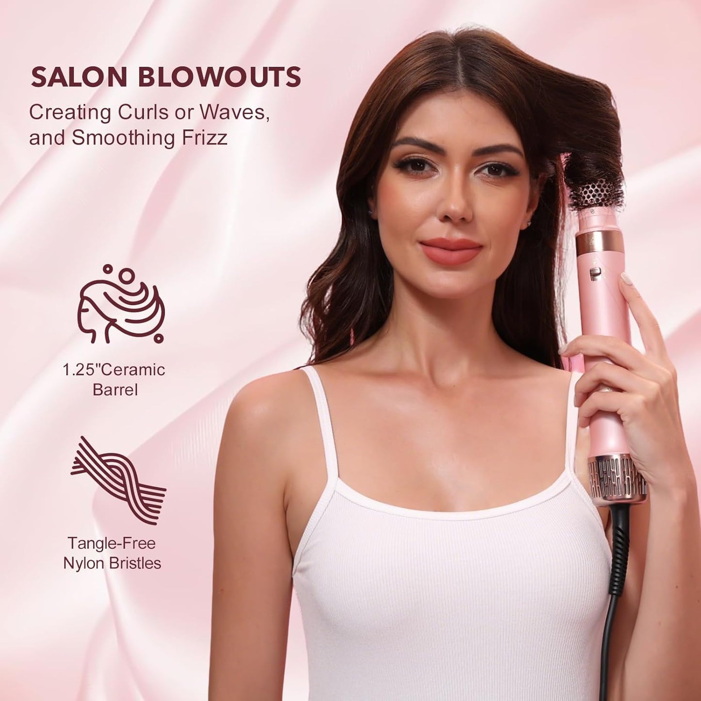 StyleVibe 6-in-1 Air Styler, Hair Dryer & Blow Dryer Brush with Auto Wrap Curl L/R, Fast Drying, Smooth Blowouts, Root-Lift Volume, No Heat Damage Frizz-Free Thermal Brush with Travel Bag