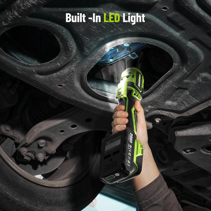 1/2" Electric Ratchet Wrench: 66Ft-lbs/400 RPM Variable Speed Cordless Power Ratchet Kit with 2x2000mAh Li-Ion Batteries, 8 Sockets, 1/4" and 1/2" Adapters, 3" Extension Bar for Auto Repair