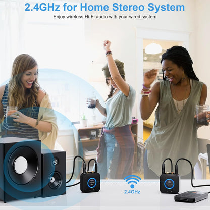 1Mii 2.4GHz Wireless Audio Transmitter Receiver Set for TV, 260Ft/80M Long Range 25ms Low Latency with AUX RCA in/Out,Wireless Audio Adapter for TV PC Powered Speaker Amplifier Soundbar