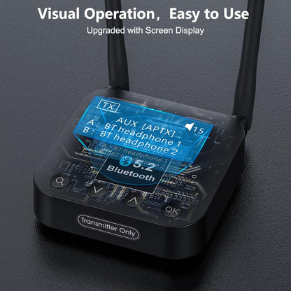 1Mii B06TX Bluetooth 5.2 Transmitter for TV to Wireless Headphone/Speaker, Bluetooth Adapter for TV w/Volume Control, AUX/RCA/Optical/Coaxial Audio Inputs, Plug n Play, aptX Low Latency & HD