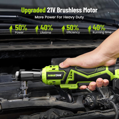 1/2" Electric Ratchet Wrench: 66Ft-lbs/400 RPM Variable Speed Cordless Power Ratchet Kit with 2x2000mAh Li-Ion Batteries, 8 Sockets, 1/4" and 1/2" Adapters, 3" Extension Bar for Auto Repair