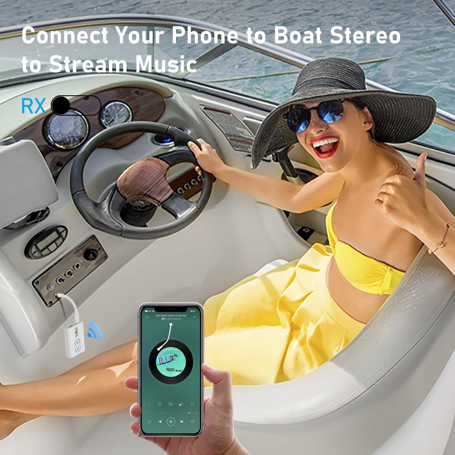 1Mii Bluetooth 5.3 Transmitter Receiver for TV to Wireless Headphones, Dual Link AptX Adaptive/Low Latency/HD Audio, Aux Adapter for Home Stereo, Airplane, Boat, Gym