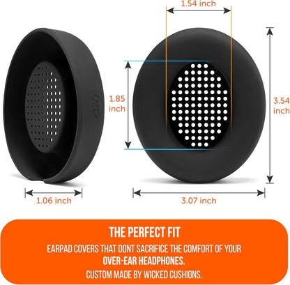 WC SweatZ Studio Pro - Patented Protective Silicone Earpad Covers for Beats Studio Pro Made by Wicked Cushions | Sweatproof & Easily Washable | Black