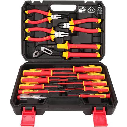 1000V Insulated Electrician Screwdriver Set - 13-Piece Professional Electrical Screwdriver Set Insulation Handle CRV Steel Magnetic Phillips Slotted Pozi Torx Tips VDE & GS Certified