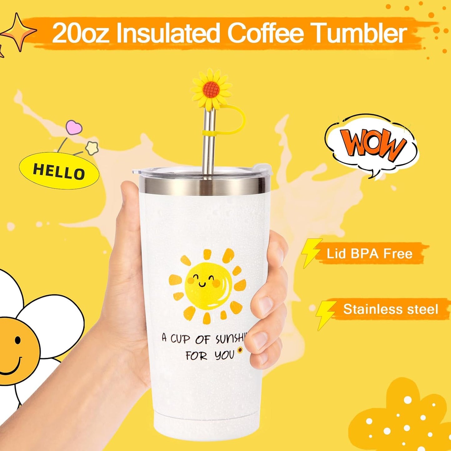 10Pcs Sunshine Gift for Women - Unique Care Package with Sunflower Gifts, Friendship Box of Sunshine for Mom Sister Wife, Get Well Soon & Birthday Present, Self Care Basket for Women Recovery