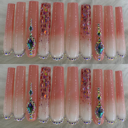 Natural tone long press on nails