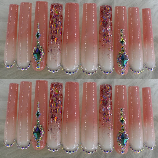 Natural tone long press on nails