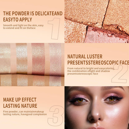 2 Packs Highlighter Powder Palette, 5 Colors Makeup Palette Contour Palette Eyeshadow Makeup Kit Waterproof Long Lasting Brilliant Lighten Skin Color Professional Face Shading Set (2, brown, Large)