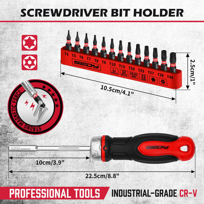 11-Piece Precision Screwdriver Set - Magnetic Mini Screwdrivers for Eyeglasses, Watches, Computers, Laptops, Phones - Phillips, Slotted, Torx, Non-Slip Handle, Portable Storage Bag Included