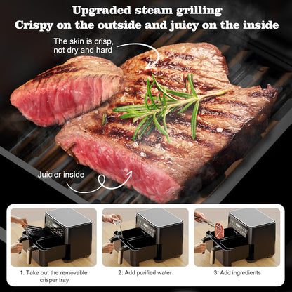 10QT Large Dual Basket Air Fryer with Viewing Window and 50pcs Paper Liners, 10-in-1 Digital Touchscreen Double Zone Air Fryers, SyncCook to Bake,Roast,Reheat,Broil, Nonstick Dishwasher Safe