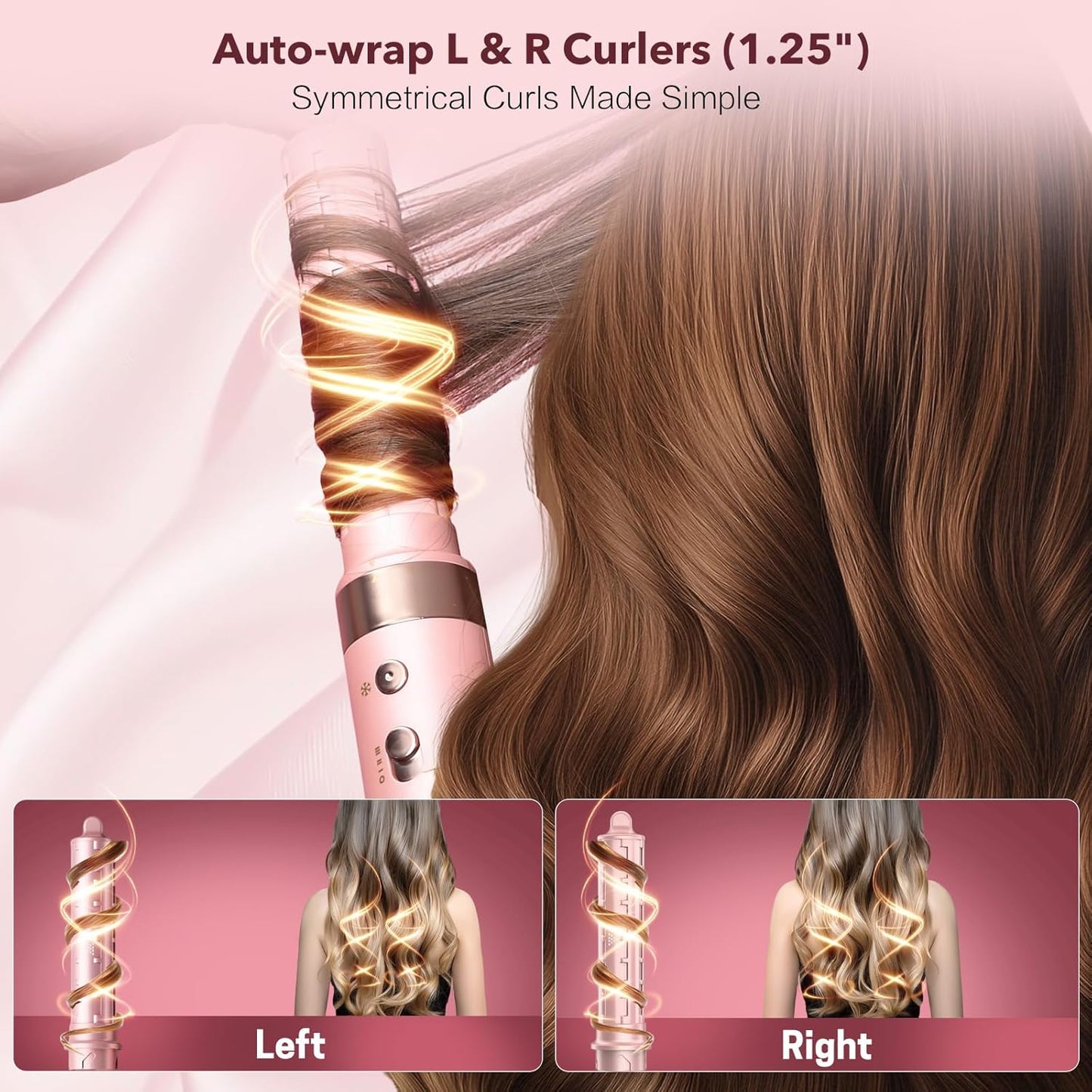 StyleVibe 6-in-1 Air Styler, Hair Dryer & Blow Dryer Brush with Auto Wrap Curl L/R, Fast Drying, Smooth Blowouts, Root-Lift Volume, No Heat Damage Frizz-Free Thermal Brush with Travel Bag