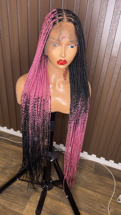 Cross braids dark pink