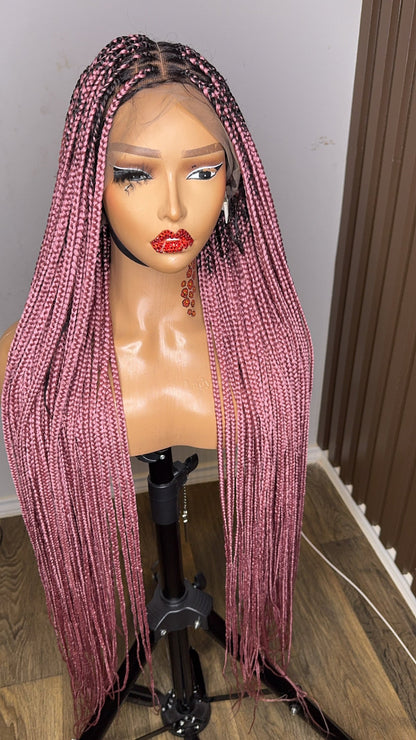 Light pink darkroot knotless braiddd wig