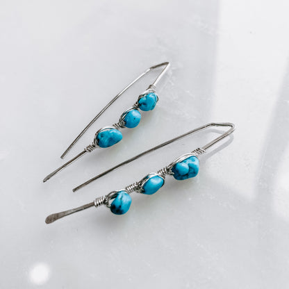 Pacific Threader Earrings with Kingman Turquoise