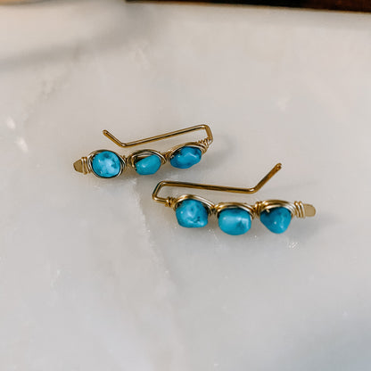 Kingman Turquoise Ear Climbers