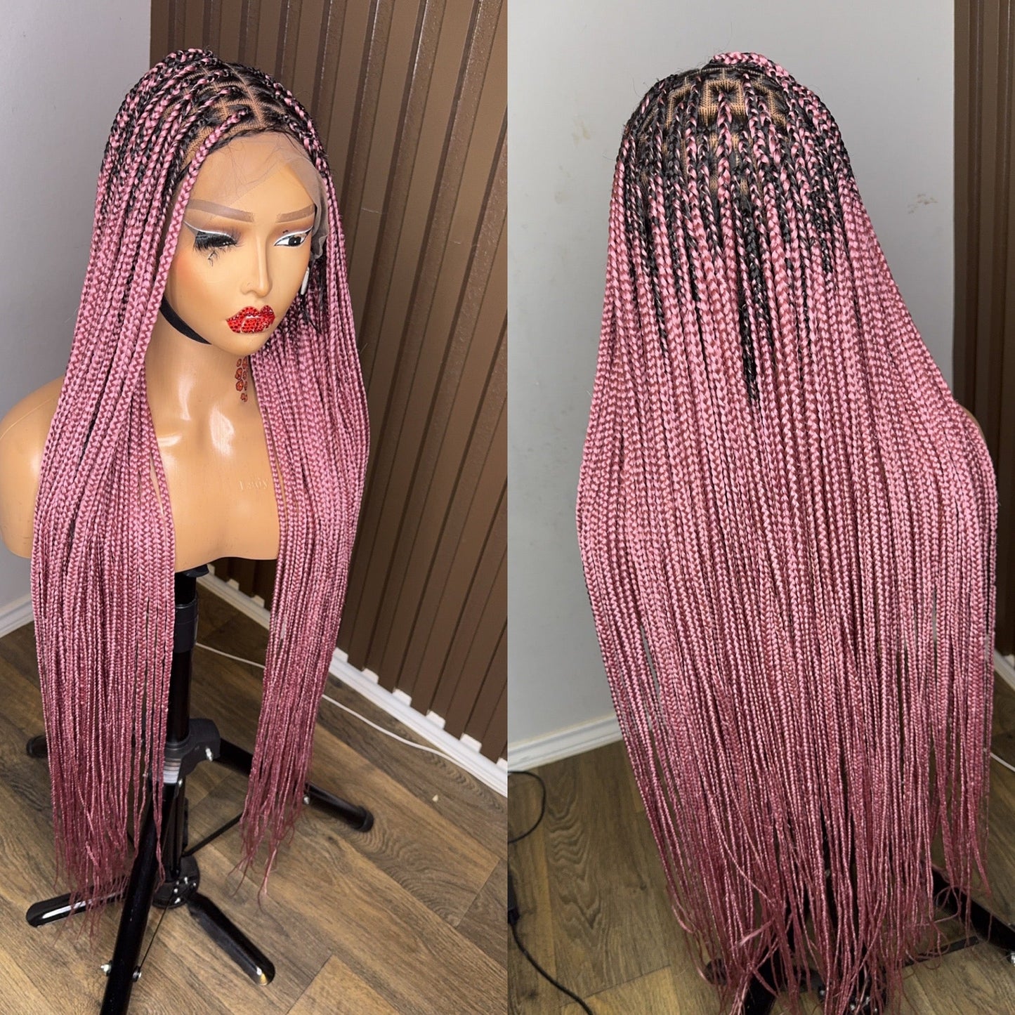 Light pink darkroot knotless braiddd wig