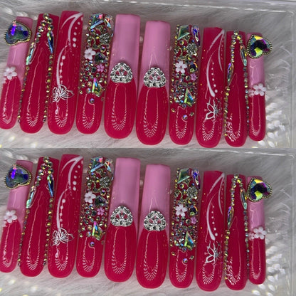 Pink nails acrylic press on nails