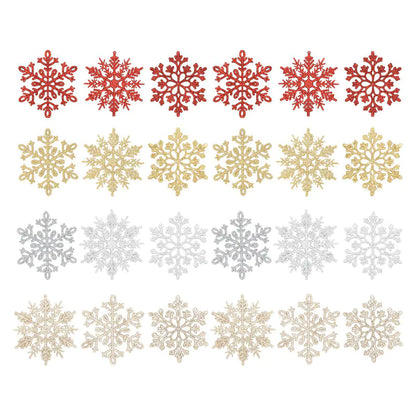 10cm Glitter Snowflake Set for Christmas Decor (24PCS)