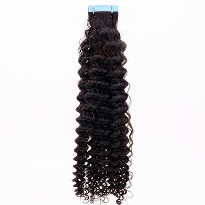 Afro Kinky Curly 100% Human Hair Tape In Extensions