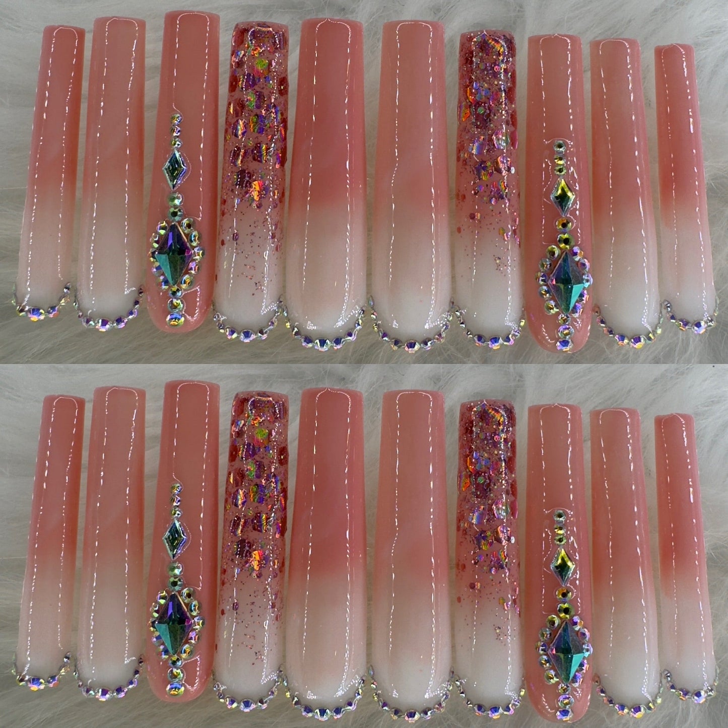 Natural tone long press on nails