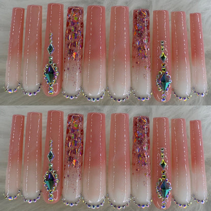 Natural tone long press on nails