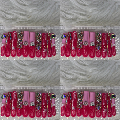 Pink nails acrylic press on nails