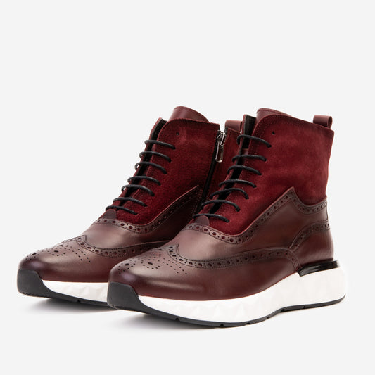 The Regent Burgundy Leather Wingtip
 Brogue Men Casual Boot