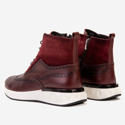 The Regent Burgundy Leather Wingtip
 Brogue Men Casual Boot