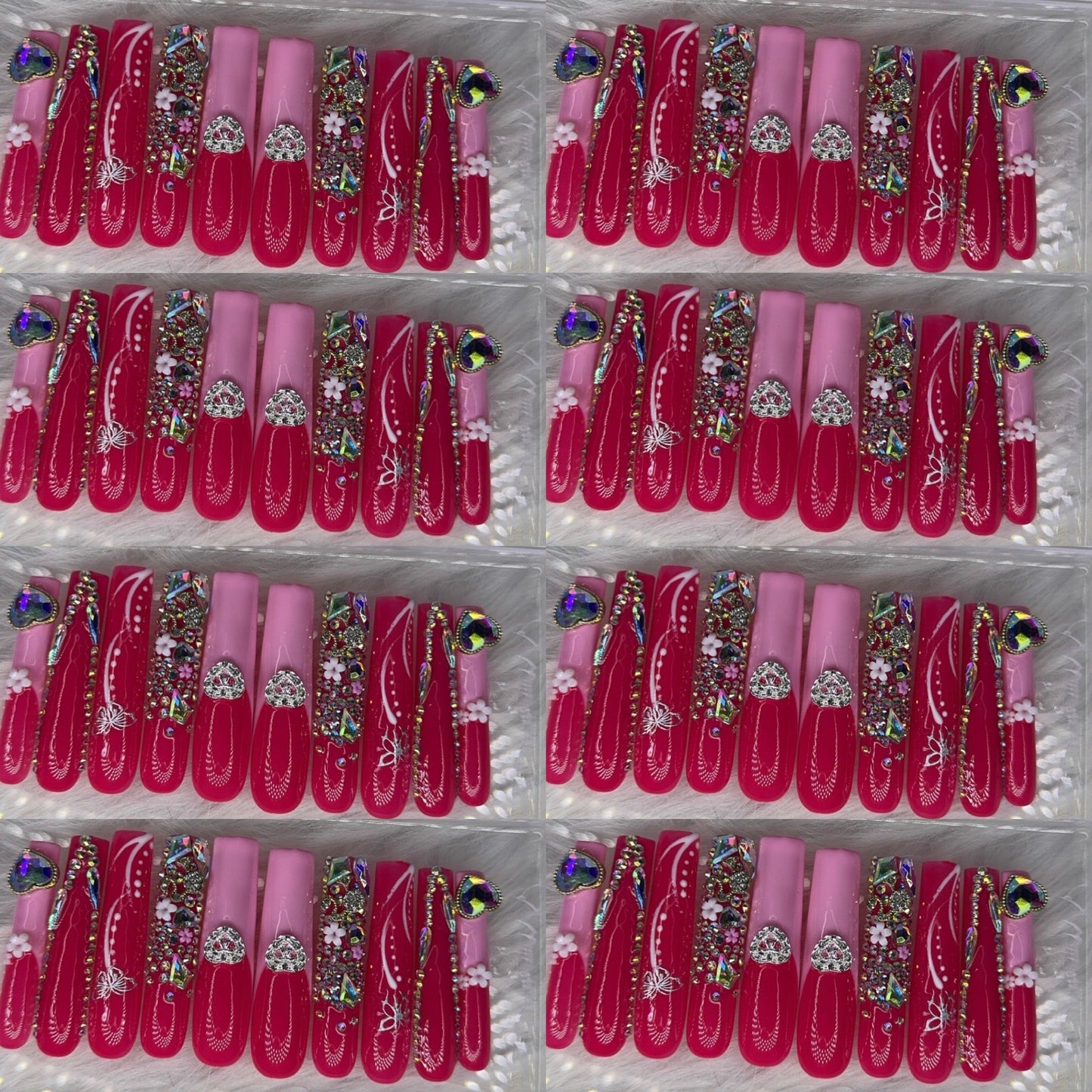 Pink nails acrylic press on nails