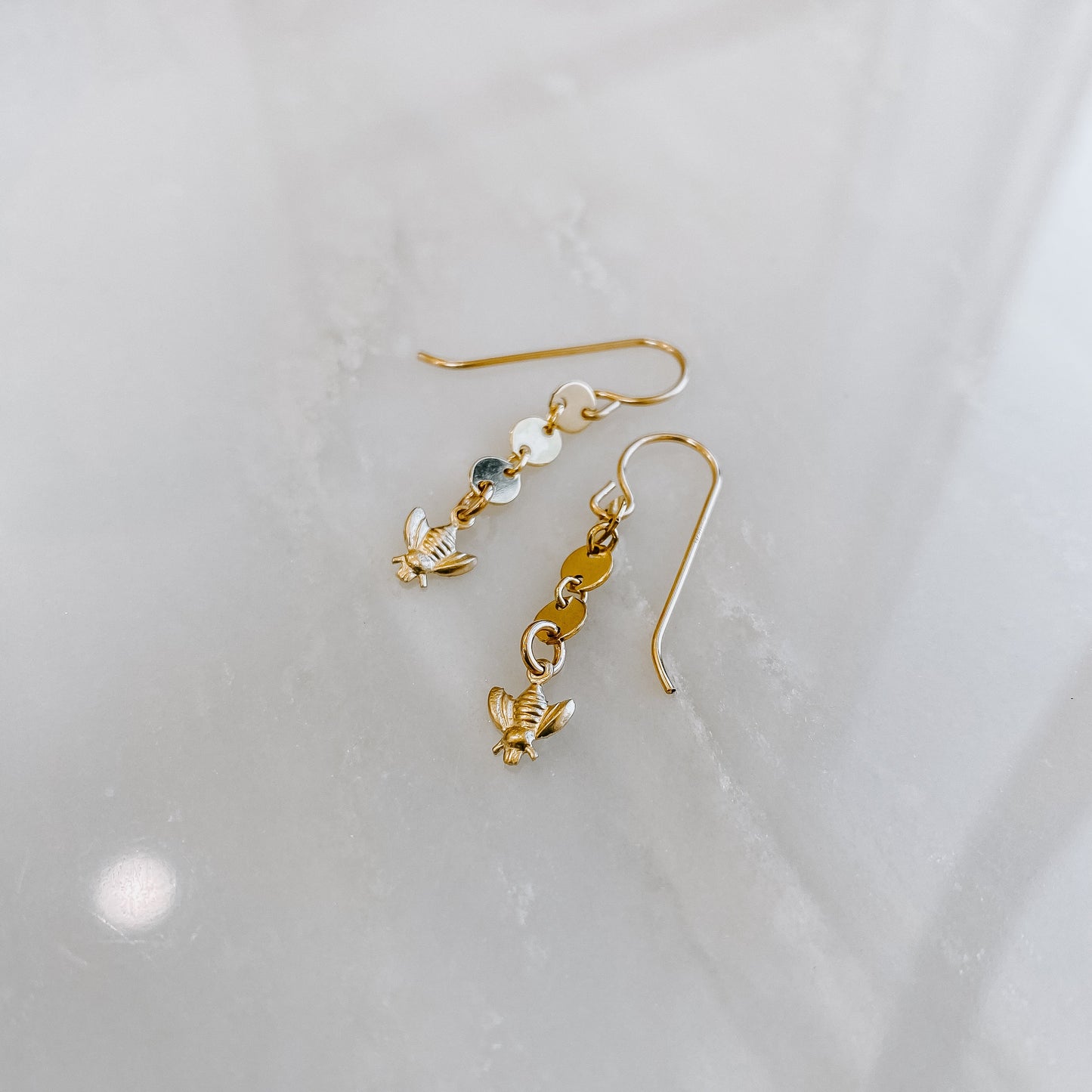 Bee Charm Coin Earrings