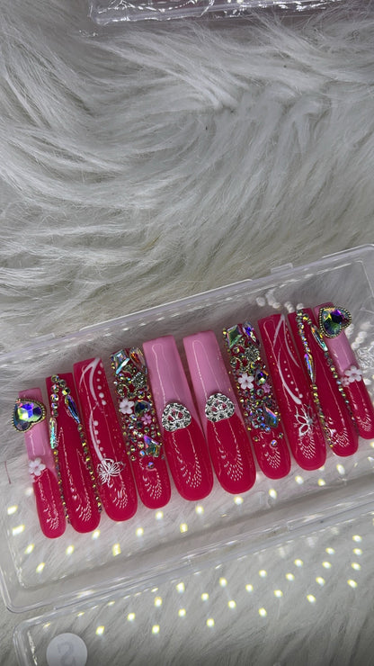 Pink nails acrylic press on nails