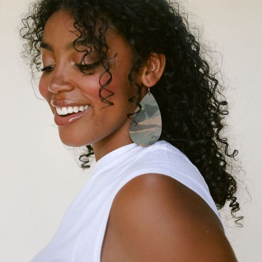 Camo Suede Teardrops