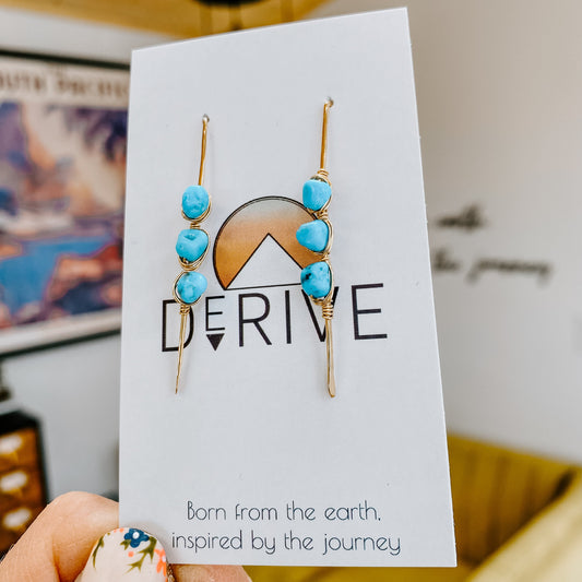 Pacific Threader Earrings with Kingman Turquoise