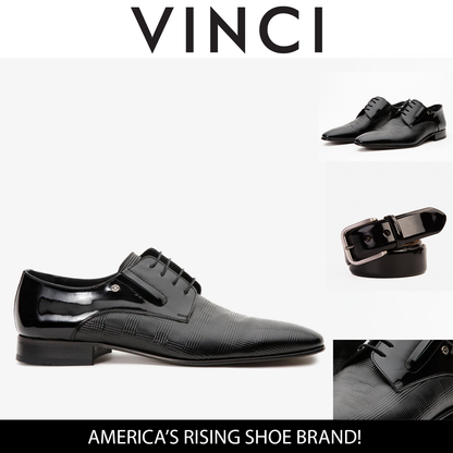 The San Severo Black Patent Leather Derby Men Shoe