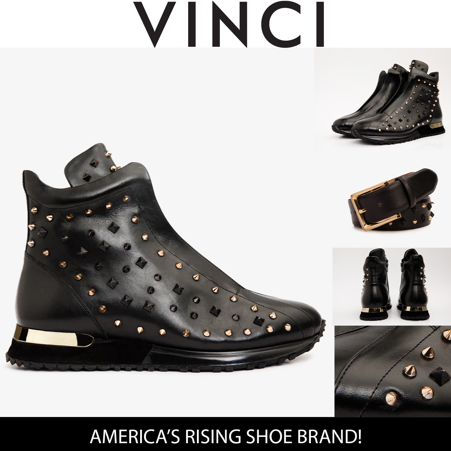 The Infanta High-Top Black Spike Leather Men Sneaker Limited Edition