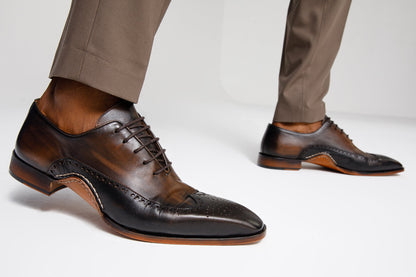 The Royal Hand Craft Black & Brown Wingtip Oxford Men Shoe