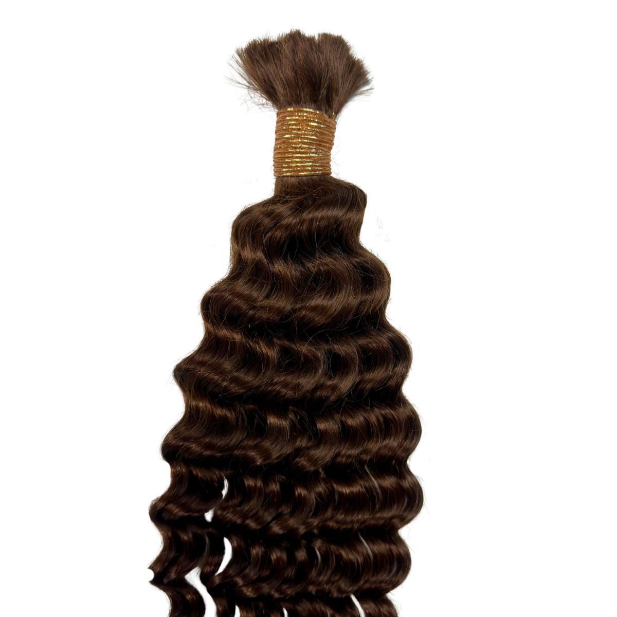 Medium Brown Deep Wave Color 4 Bulk 100% Human Braiding Hair