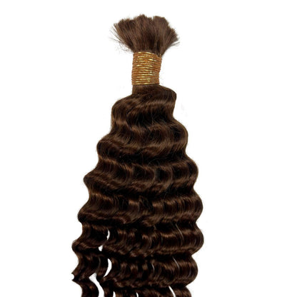 Medium Brown Deep Wave Color 4 Bulk 100% Human Braiding Hair