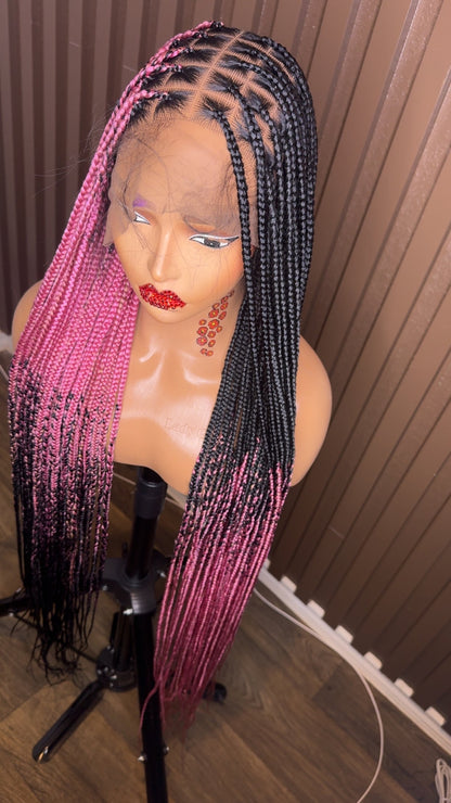 Cross braids dark pink