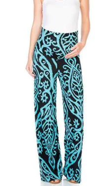 New Bohemian Print Leopard Wide Leg Pants for Women