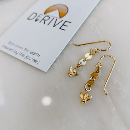 Bee Charm Coin Earrings