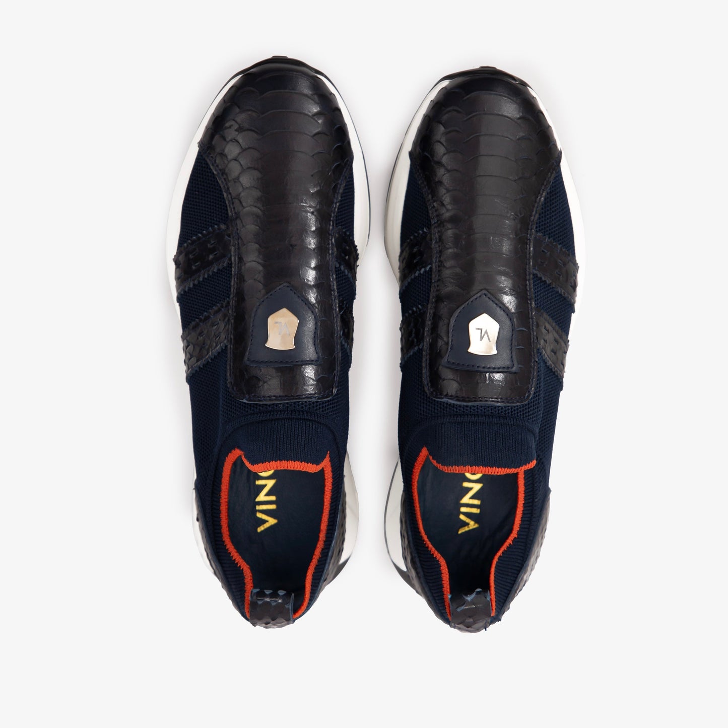 The Aslan Navy Knitted & Leather Men Sneaker