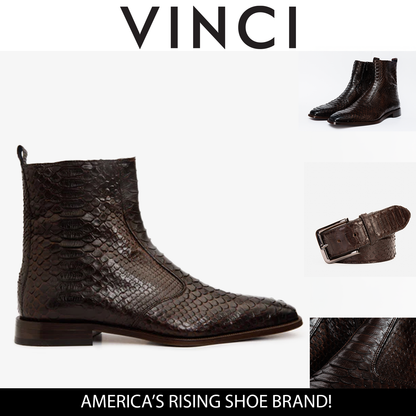 The Boss Brown Pythn Snk Zip-Up Leather Men Boot Limited Edition