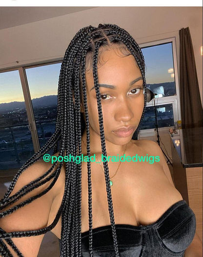 Shade Knotless Braid Wig, Full Lace, Color 1, Glueless, Scalp-Looking (Erica)