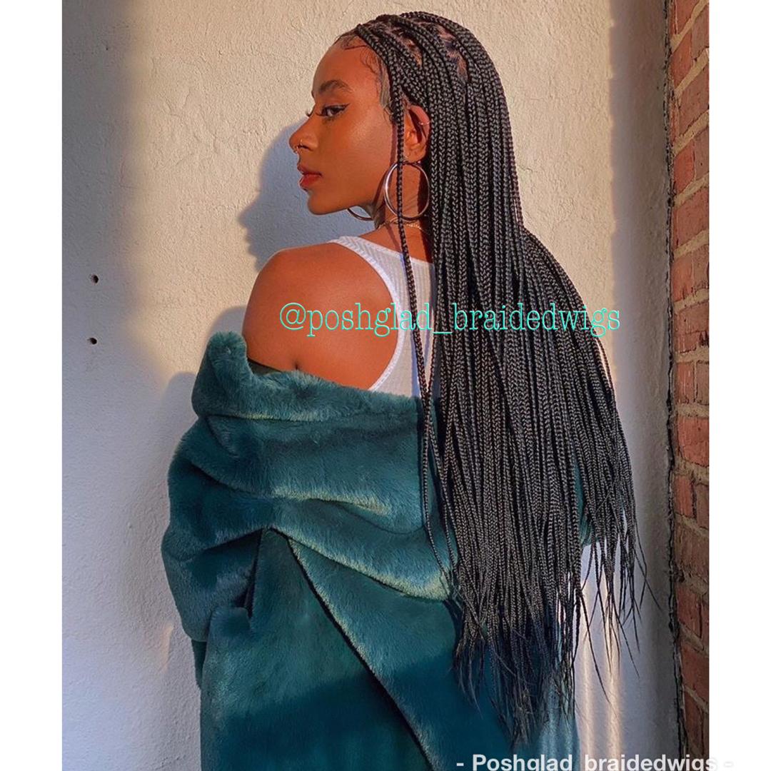 Shade Knotless Braid Wig, Swiss Full Lace, Color 1B, Glueless - Solange