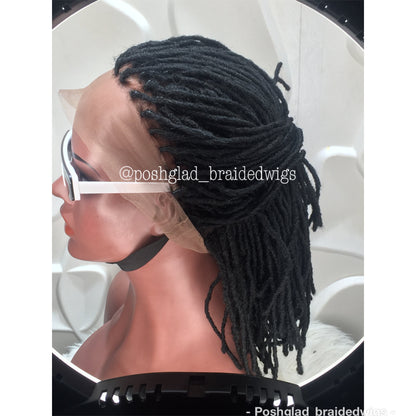 Simple Faux Locs Wig (Swiss Full Lace) Black Color, Shoulder Length - Karina